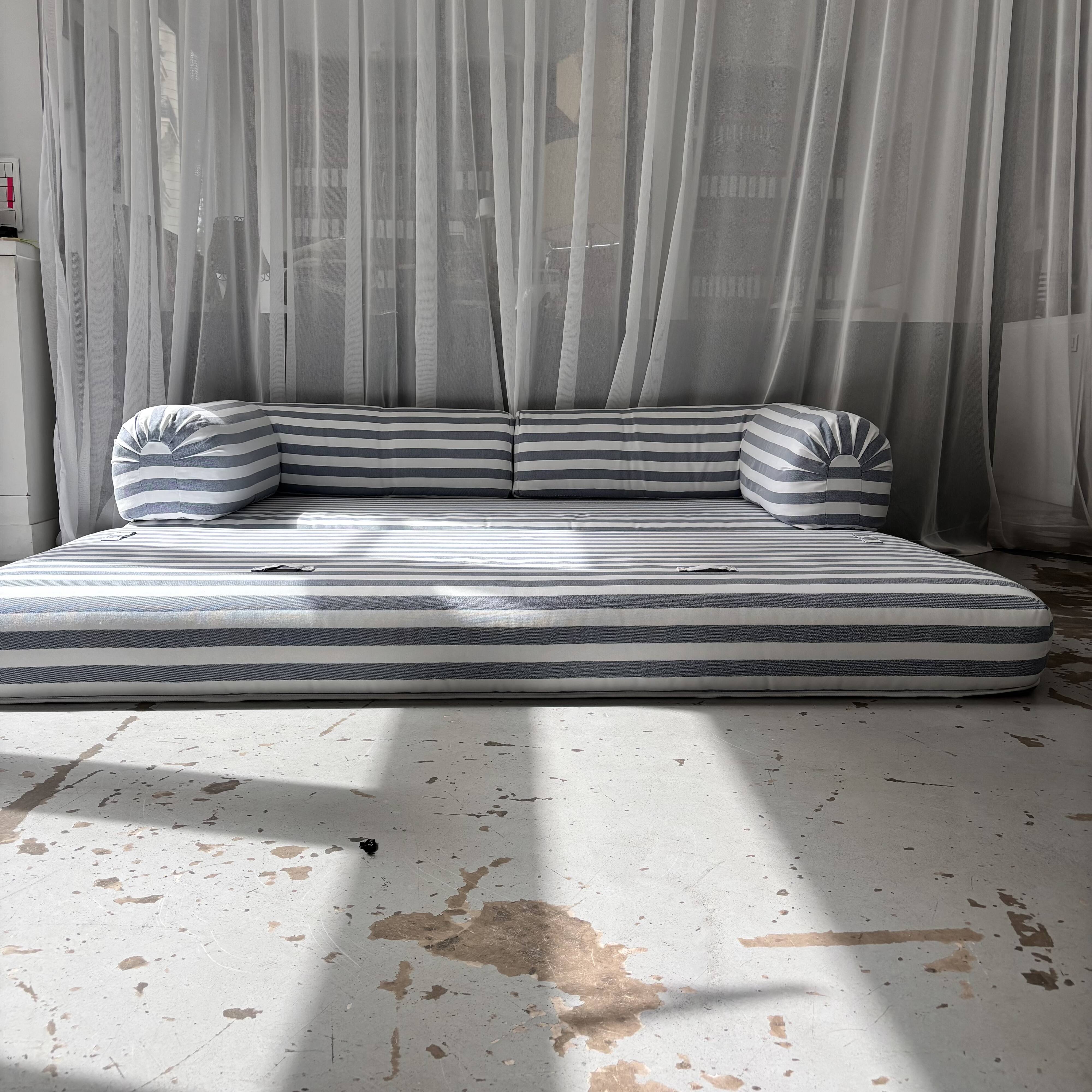 Vintage black and white striped sofa bed