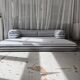 Vintage black and white striped sofa bed