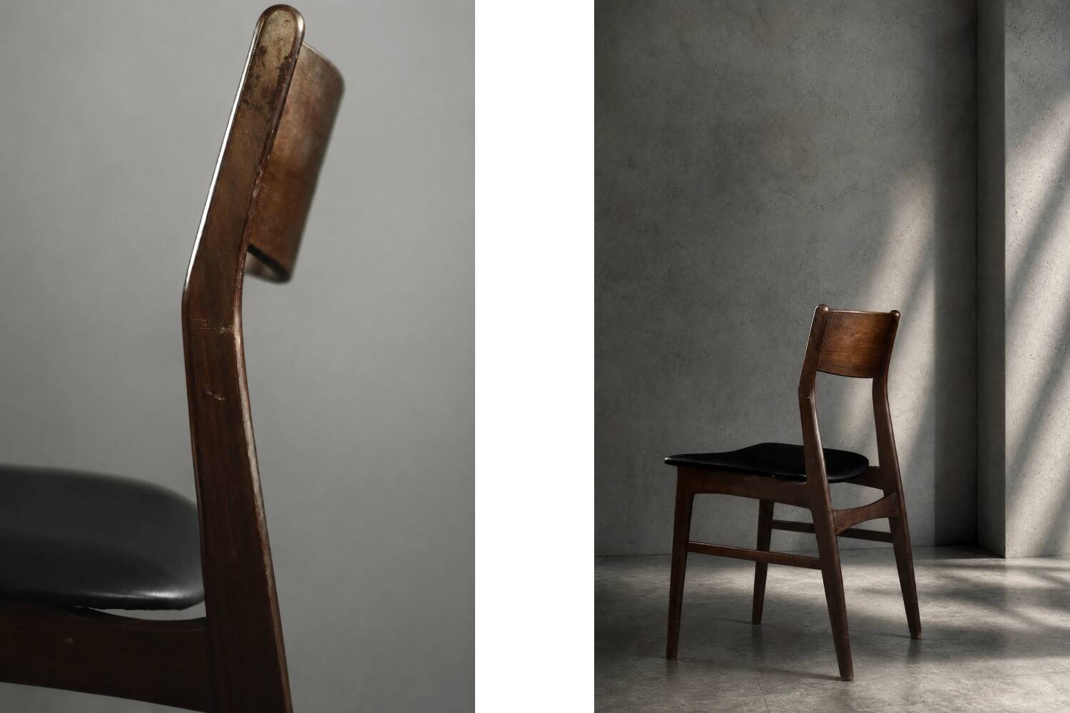 Ensemble de 4 chaises de salle à manger scandinaves modernes des années 50 en hêtre et palissandre.