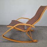 1930s Art Deco Czechoslovak Bentwood Rocking Chair with Original Upholstery