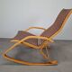 Rocking-chair Art déco en bois cintré et tissu, Tchécoslovaquie 1930