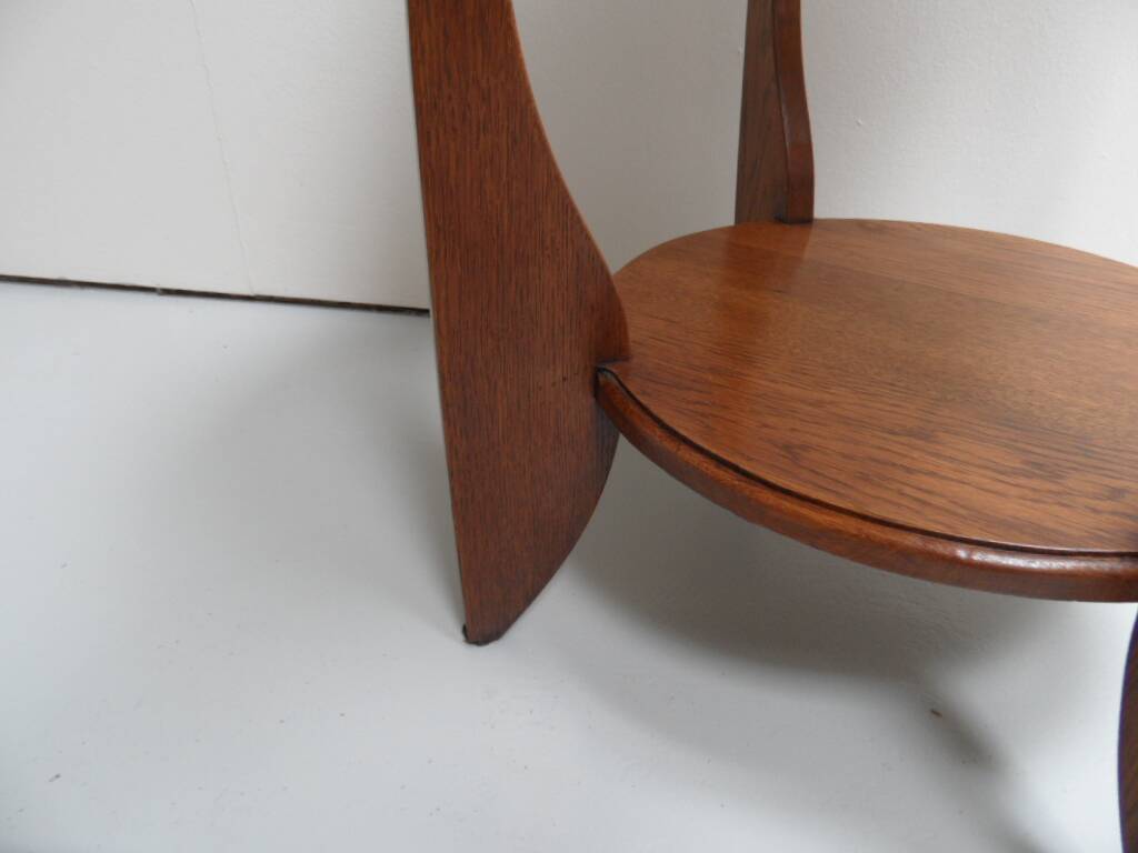 Table d'appoint ronde en chêne Art Déco