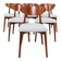Set of 6 dining chairs, teak color wood, bouclè upholstery