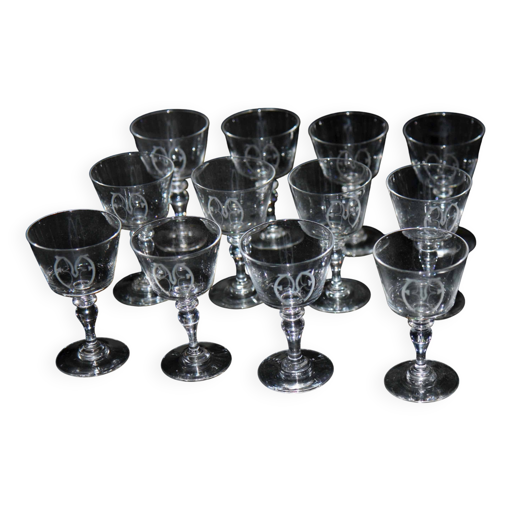 Set of 12 Art Nouveau glasses.