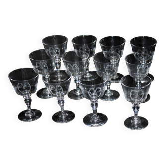 Set of 12 Art Nouveau glasses.