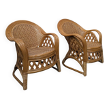 Pair of caned armchairs
