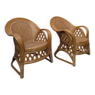 Pair of caned armchairs