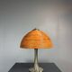 Midcentury mushroom pencil reed rattan bamboo and brass table lamp, 1970s