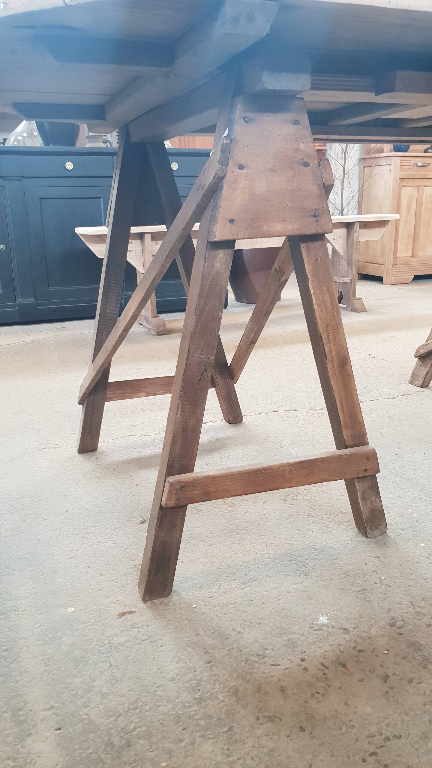 Old table on trestles