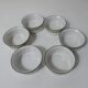 6 old ramekins porcelain checkerboard decoration
