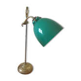 Desk with green opaline globe lamp