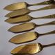 Gold metal fish cutlery, knives and forks 24 pieces