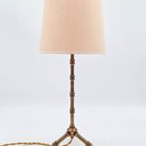 Faux bamboo table lamp in gilded bronze in the style of Maison Baguès
