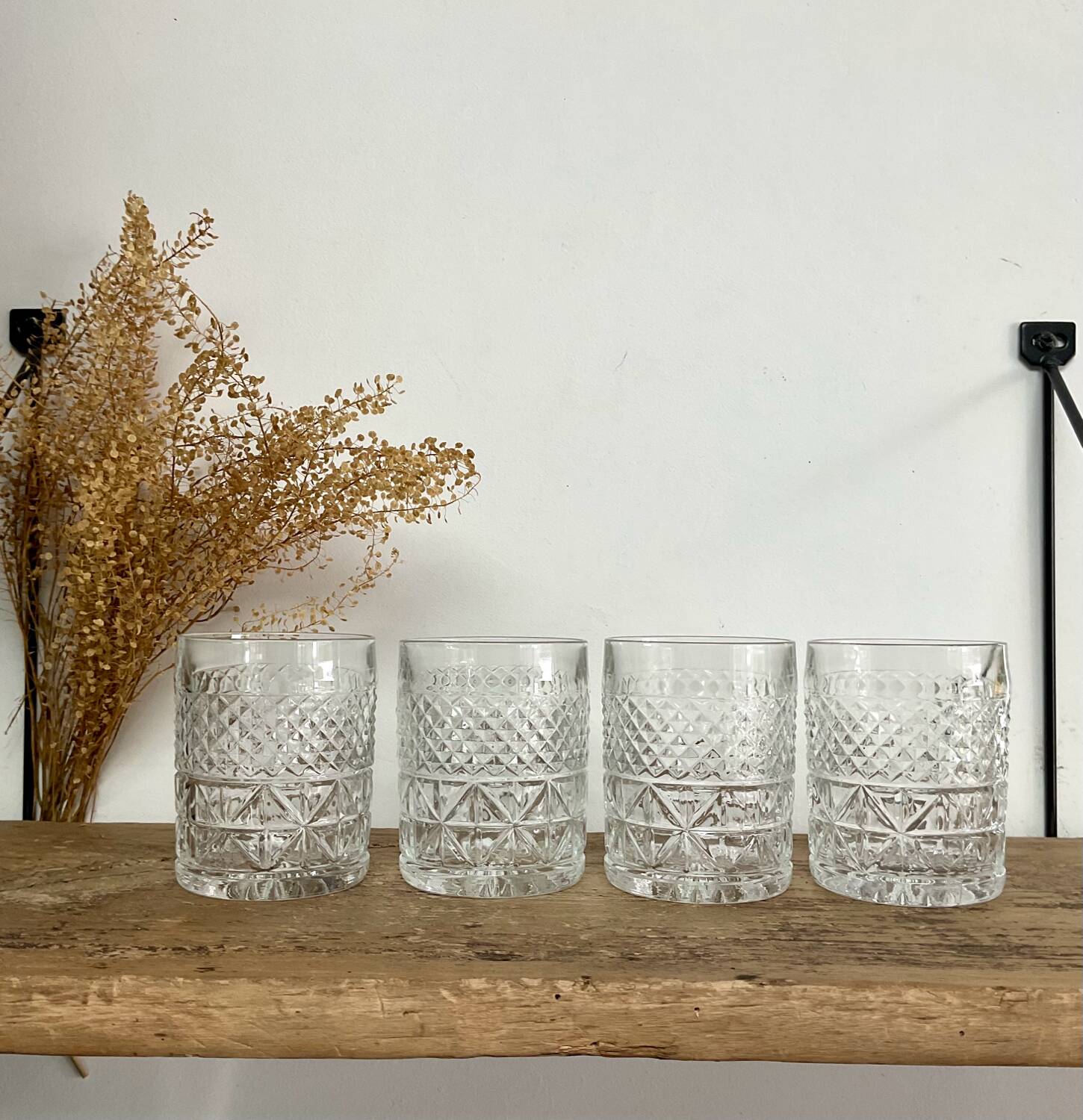 4 vintage whiskey glasses
