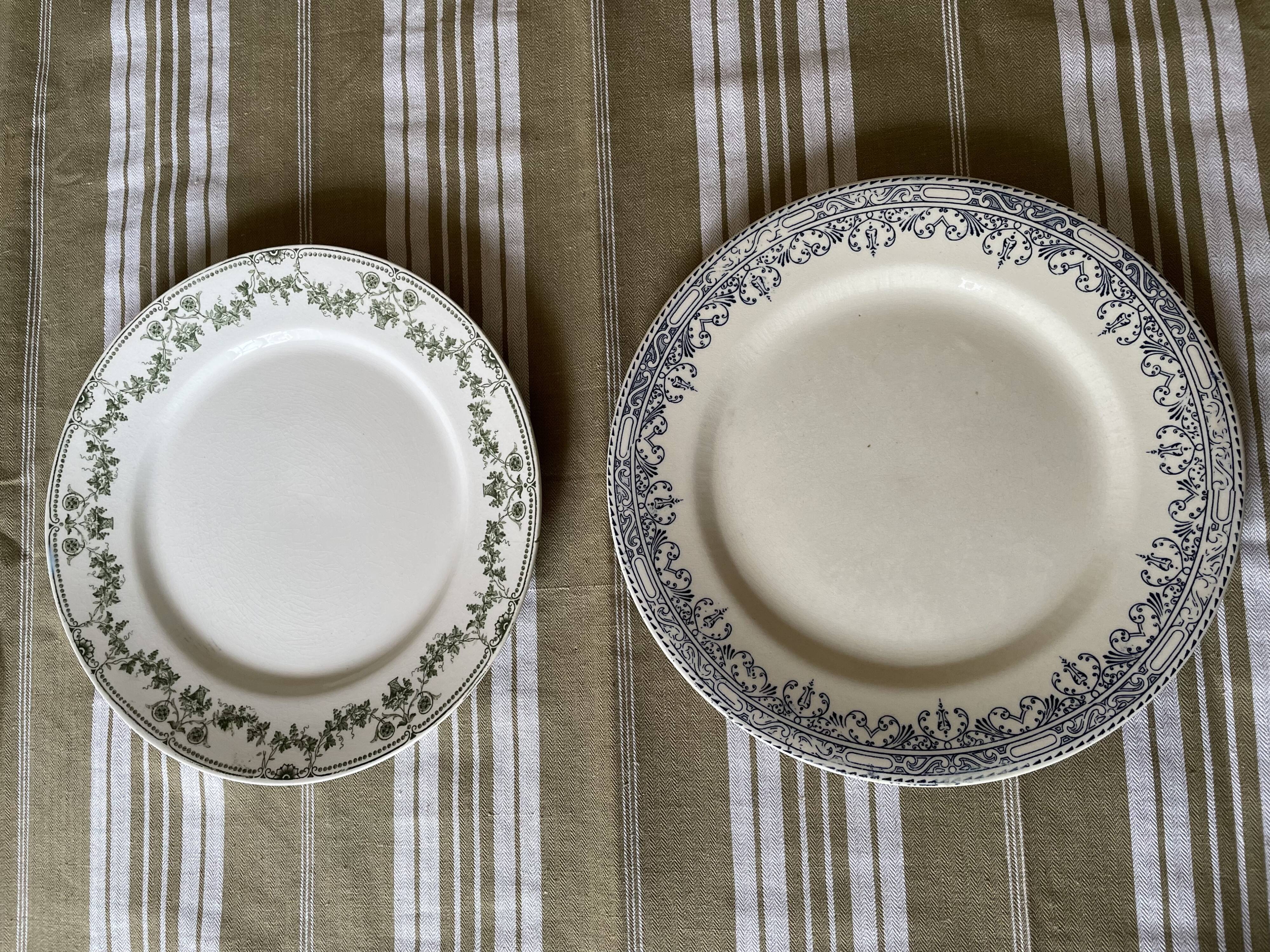 Mismatched ironstone plates