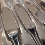 12 fish cutlery sets, 24 pieces, silver-plated metal, Christofle Cluny silversmith