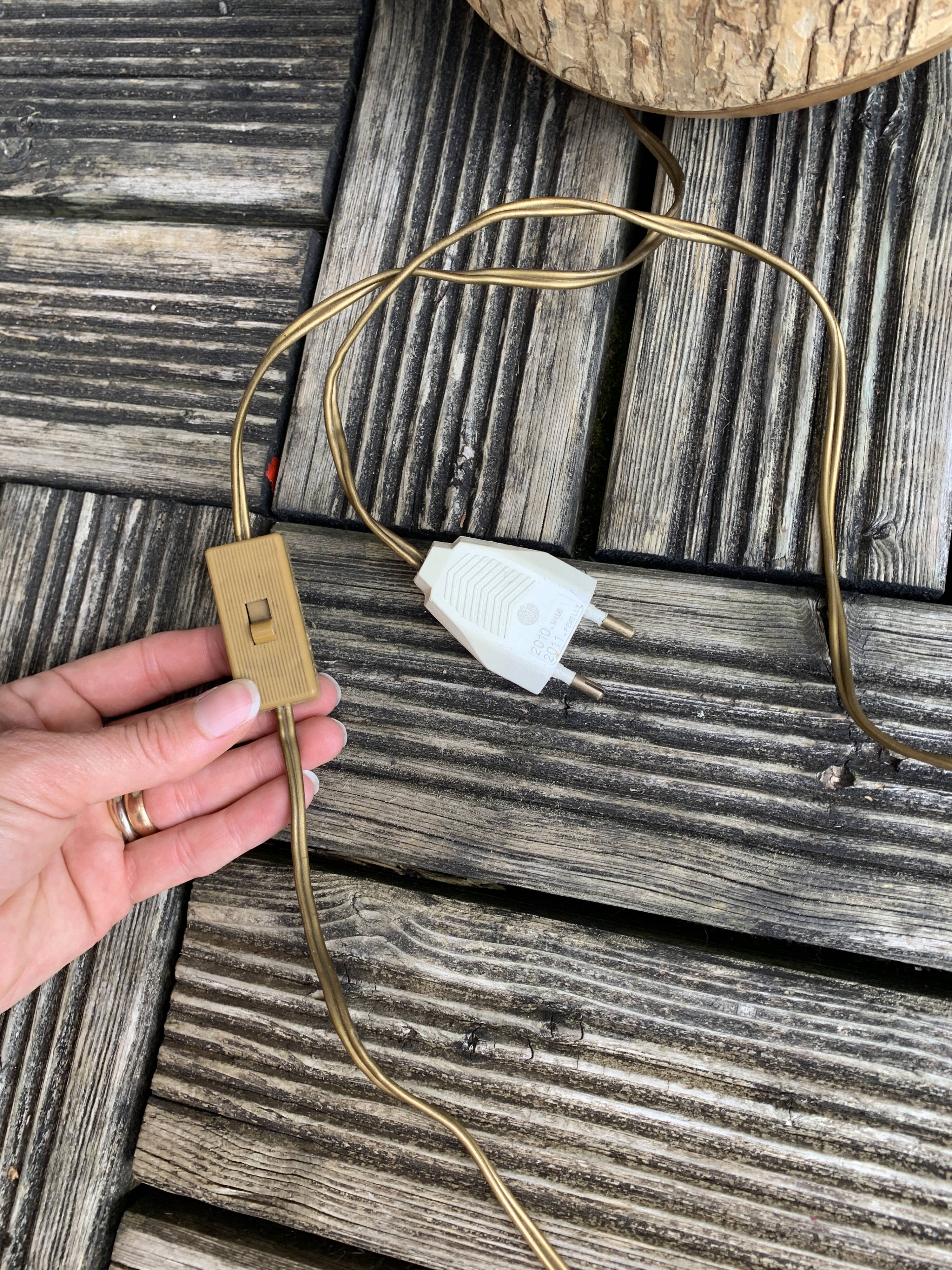 Vintage natural wood bedside lamp