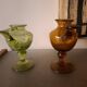 Deux bougeoirs en verre souffle biot