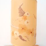 Wooden lamp, herbarium-style lampshade, 70s
