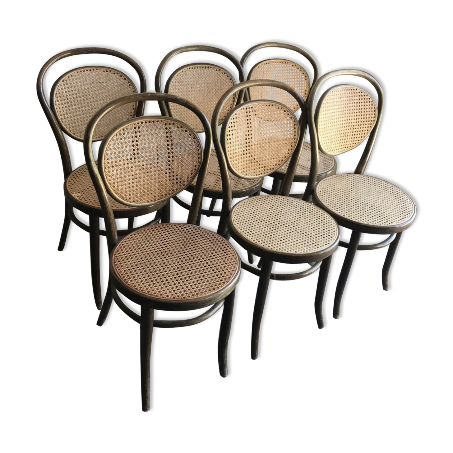 Dining Chairs in Wood Cane, Germany, 1960s, Set of 6
