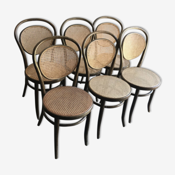 Dining Chairs in Wood Cane, Germany, 1960s, Set of 6