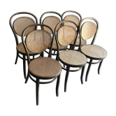 Chaises de salle à manger en canne à bois, Allemagne, années 1960, Ensemble de 6