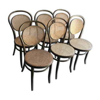 Dining Chairs in Wood Cane, Germany, 1960s, Set of 6