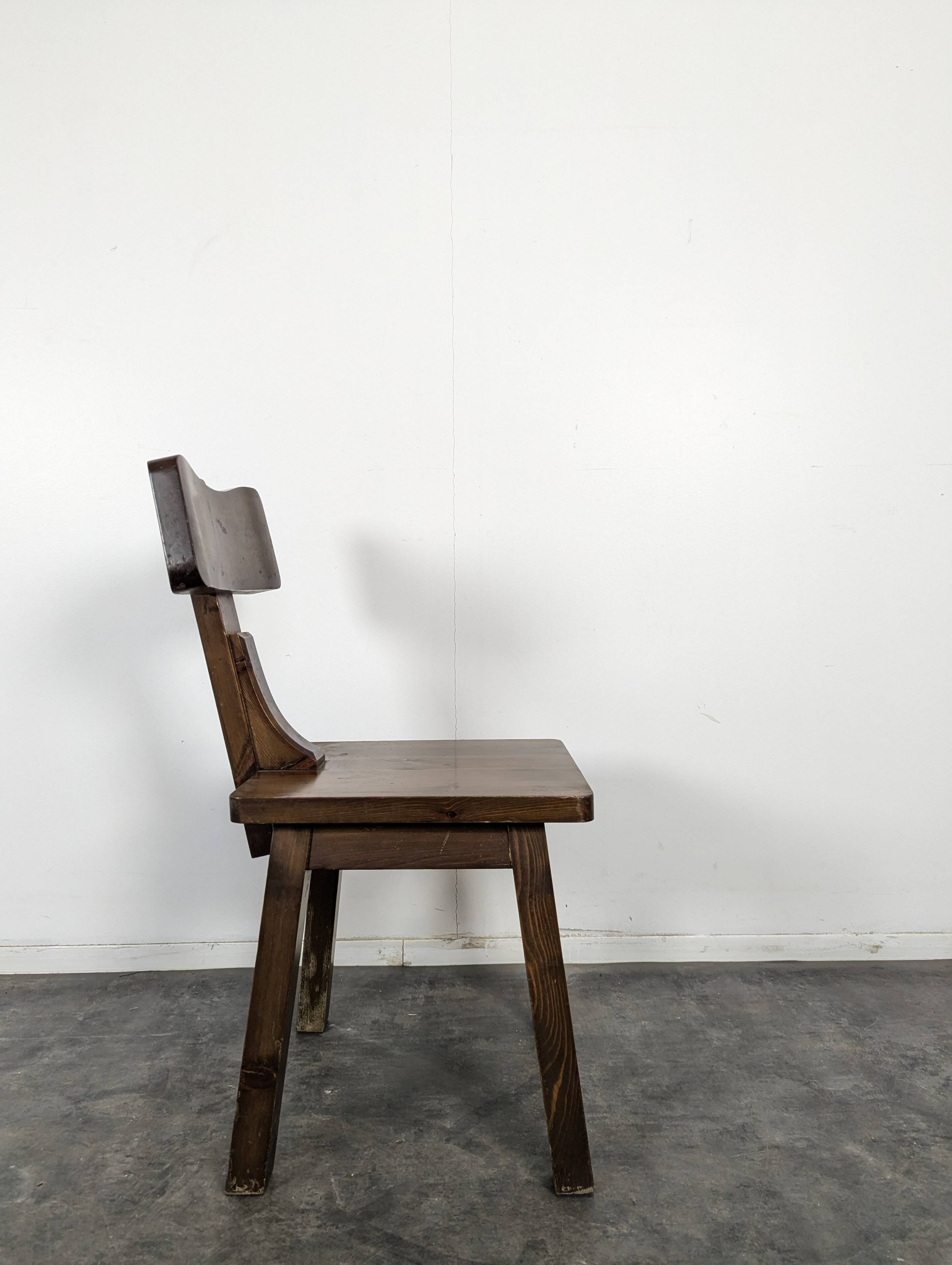 6 brutalist chairs in solid elm