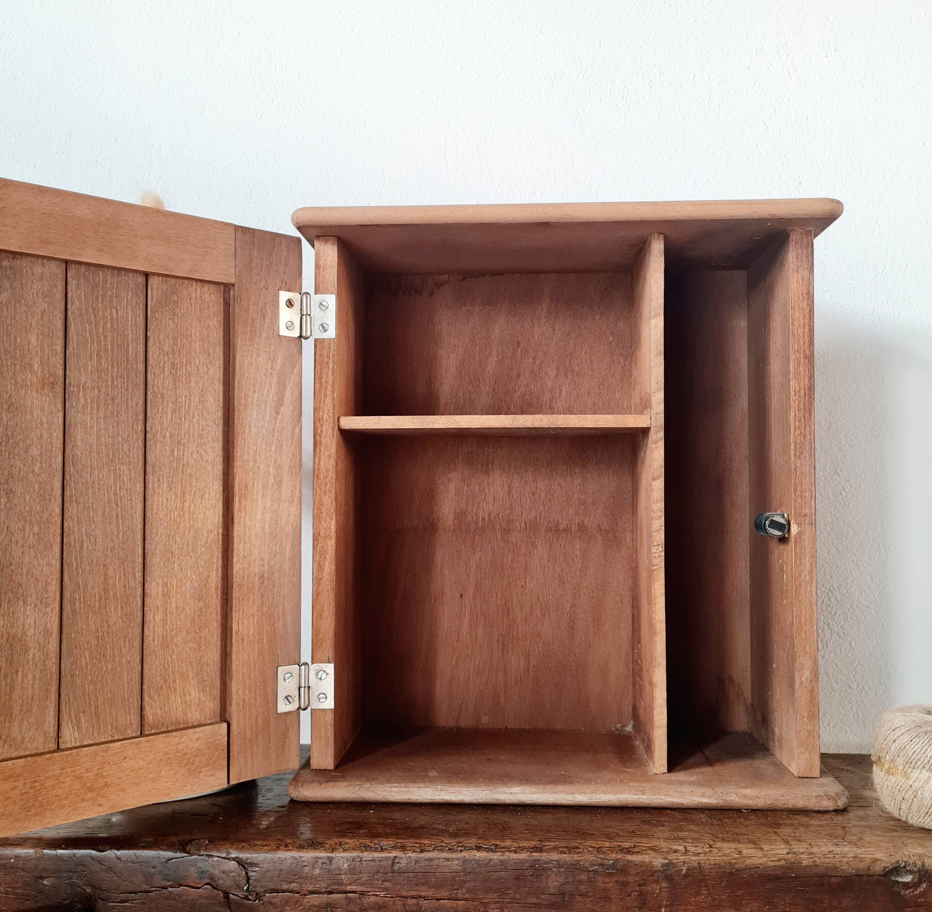 Small antique raw wood cupboard