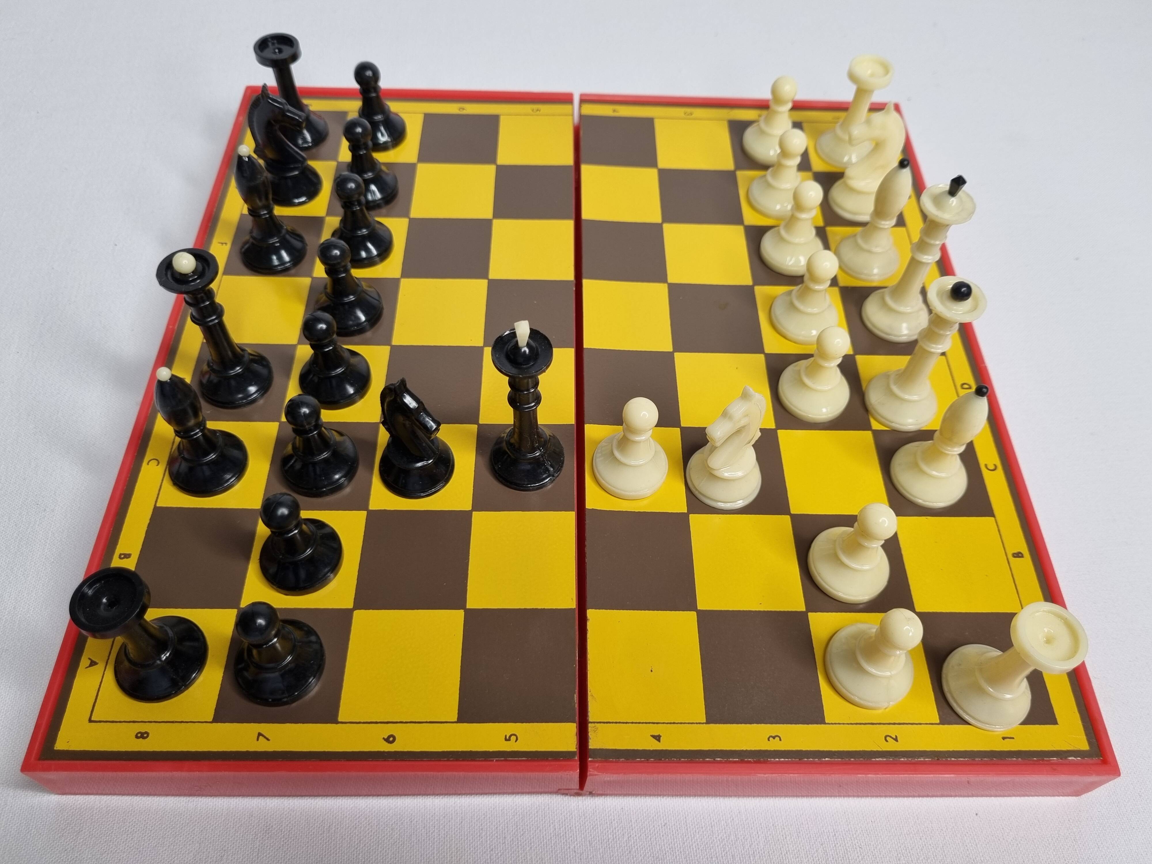 Vintage 80s Latvian Travel Magnetic Chess Set Complete with Pieces and Board