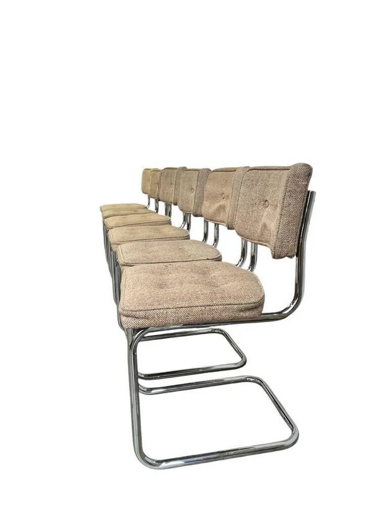 Set of 6 vintage chrome chairs in cesca style
