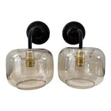 Pair of smoked glass wall sconces