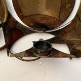 Brutalist mid-century Danish metal wall sculpture and candle holder by Henrik Horst.