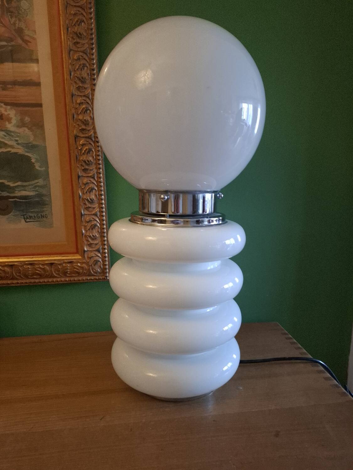 Opaline lamp in Murano glass, Mazzega, Carlos Nason