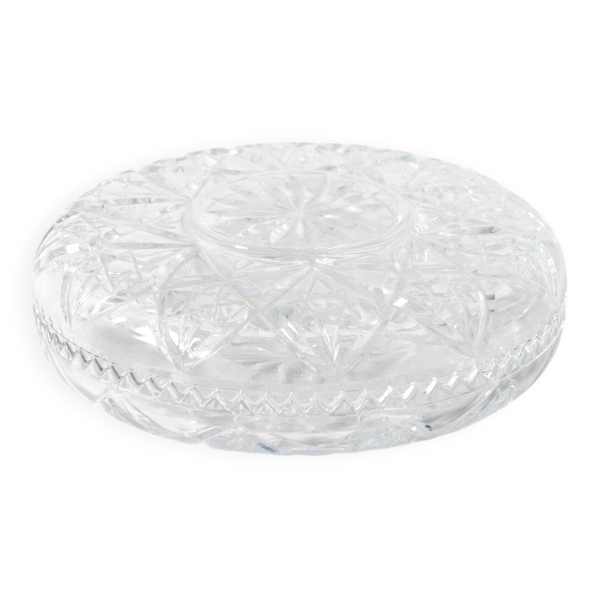 Mid-Century Pressed Glass Jewelry Box / Geometric Bonbon Candy Jar / 1960s