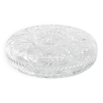 Mid-Century Pressed Glass Jewelry Box / Geometric Bonbon Candy Jar / 1960s