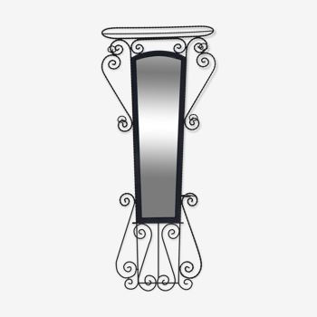 Coat rack in wrought iron, mirror