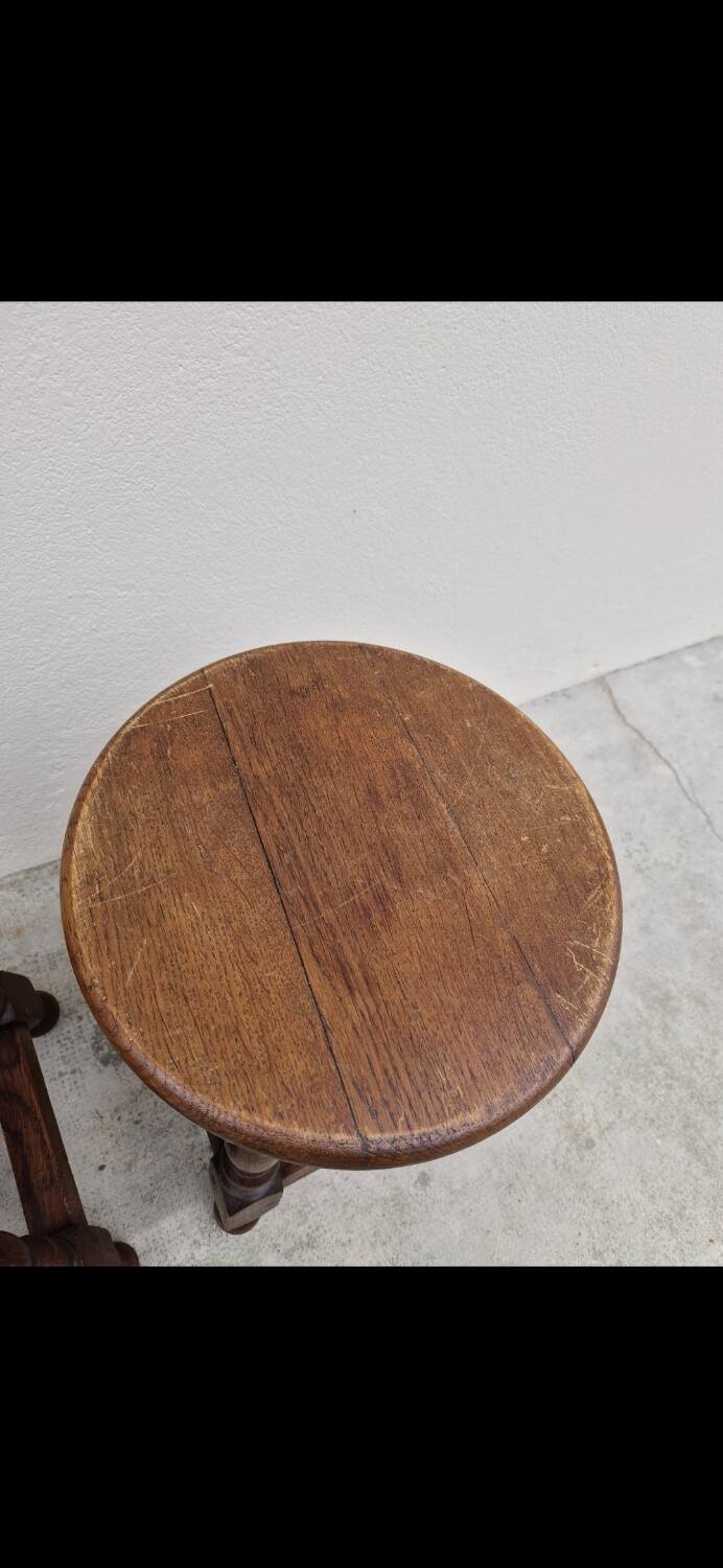 Pair of 19th century solid oak stools