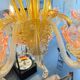 Venetian glass chandelier with pink and gold floral decoration – 6 lights