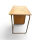 Vintage 1950s desk made of wood and metal with a 3-drawer unit.