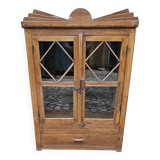 Ancien cabinet vitré Art déco en teck birman