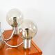 Five-branched chandelier, in chrome and smoked glass globes, Design, 1970