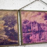 Small metal triptych mirror 42x15cm