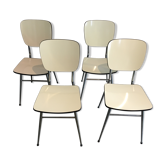 Lot de 4 chaises en formica blanches