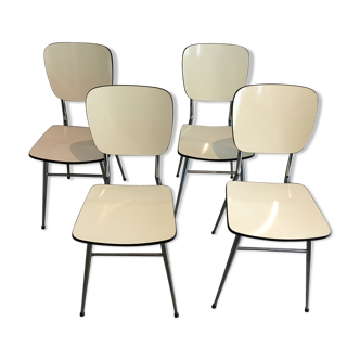 Lot de 4 chaises en formica blanches