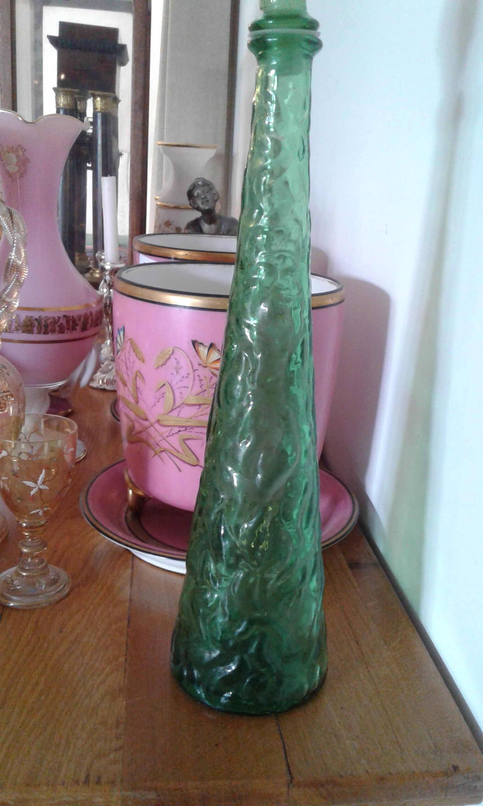 Italian bottle, green glass