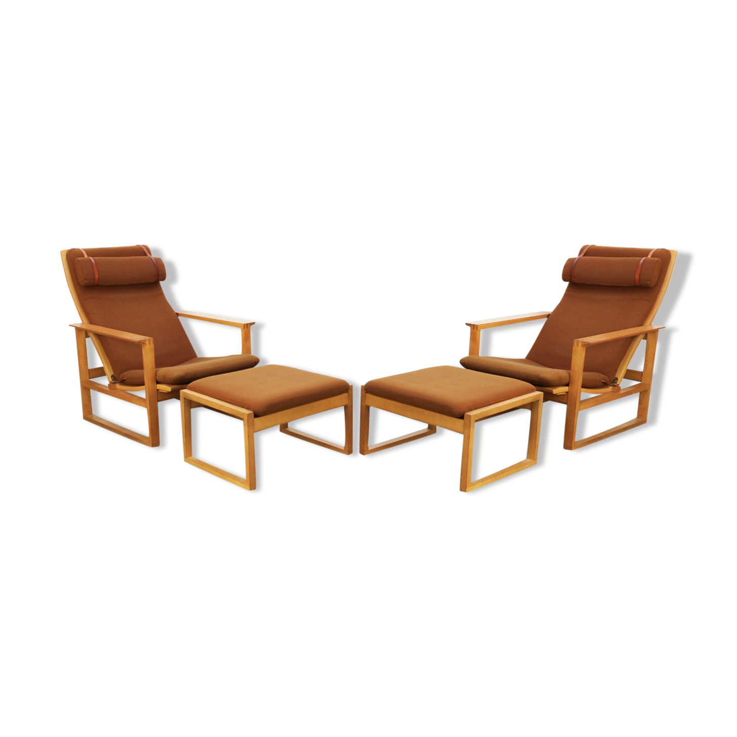 Fauteuils modèle 2254  avec ottomanes par Børge Mogensen pour Fredericia