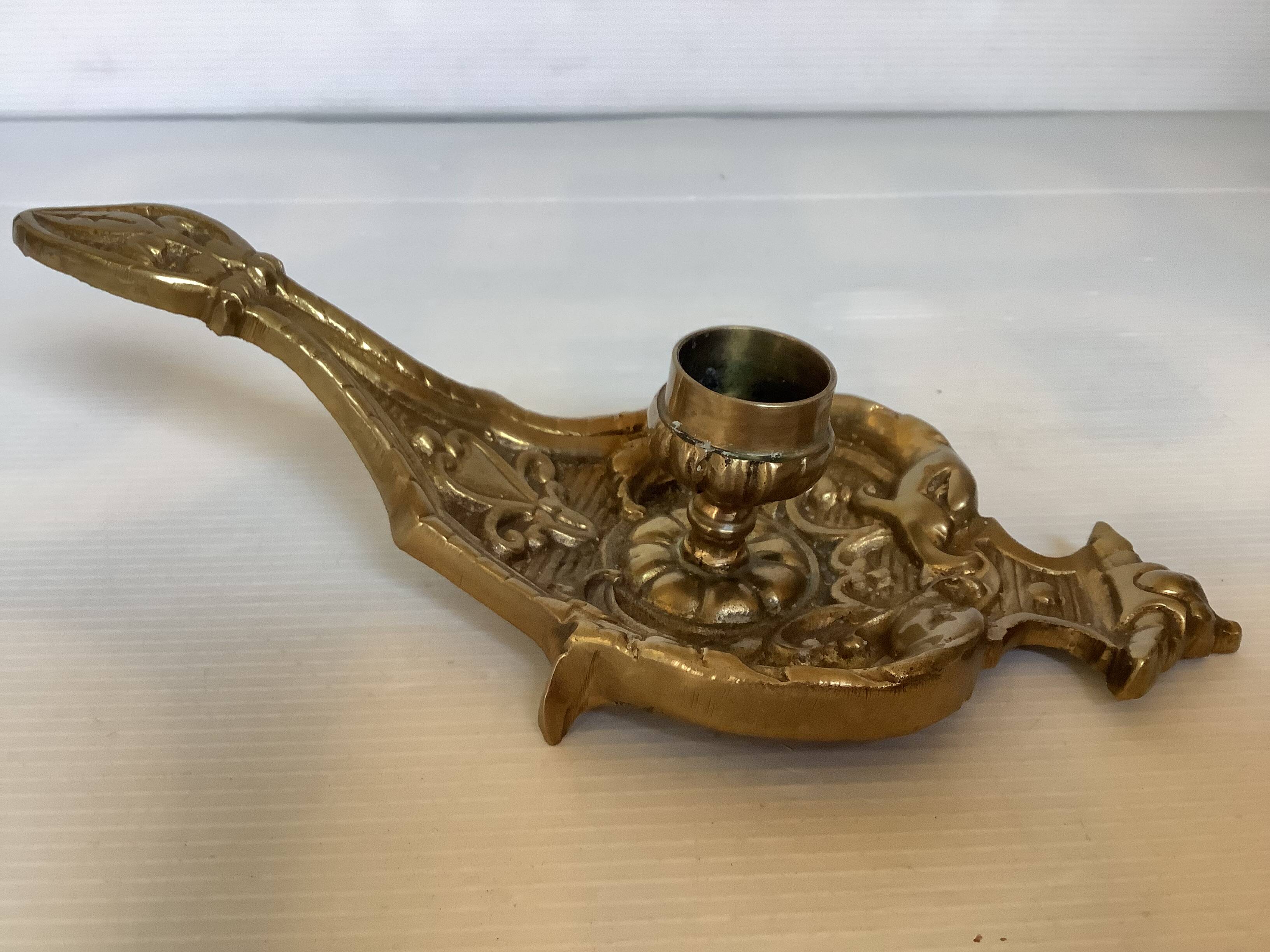 Cave rat brass candle holder