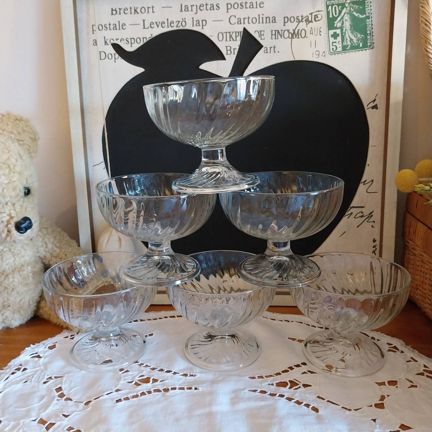 Coupes à dessert vintage arcoroc