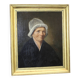 Huile sur toile , Femme à la coiffe blanche datée 1840